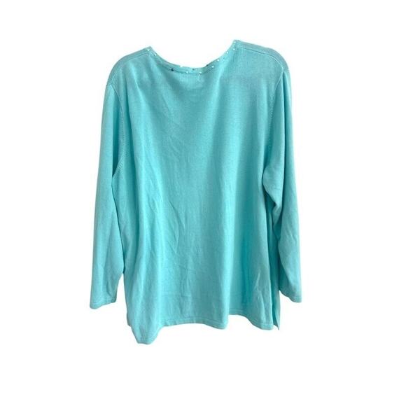 Quacker Factory Womens Pullover Beaded Sweater Size 2X Blue Snowflake Grandma - Picture 4 of 7